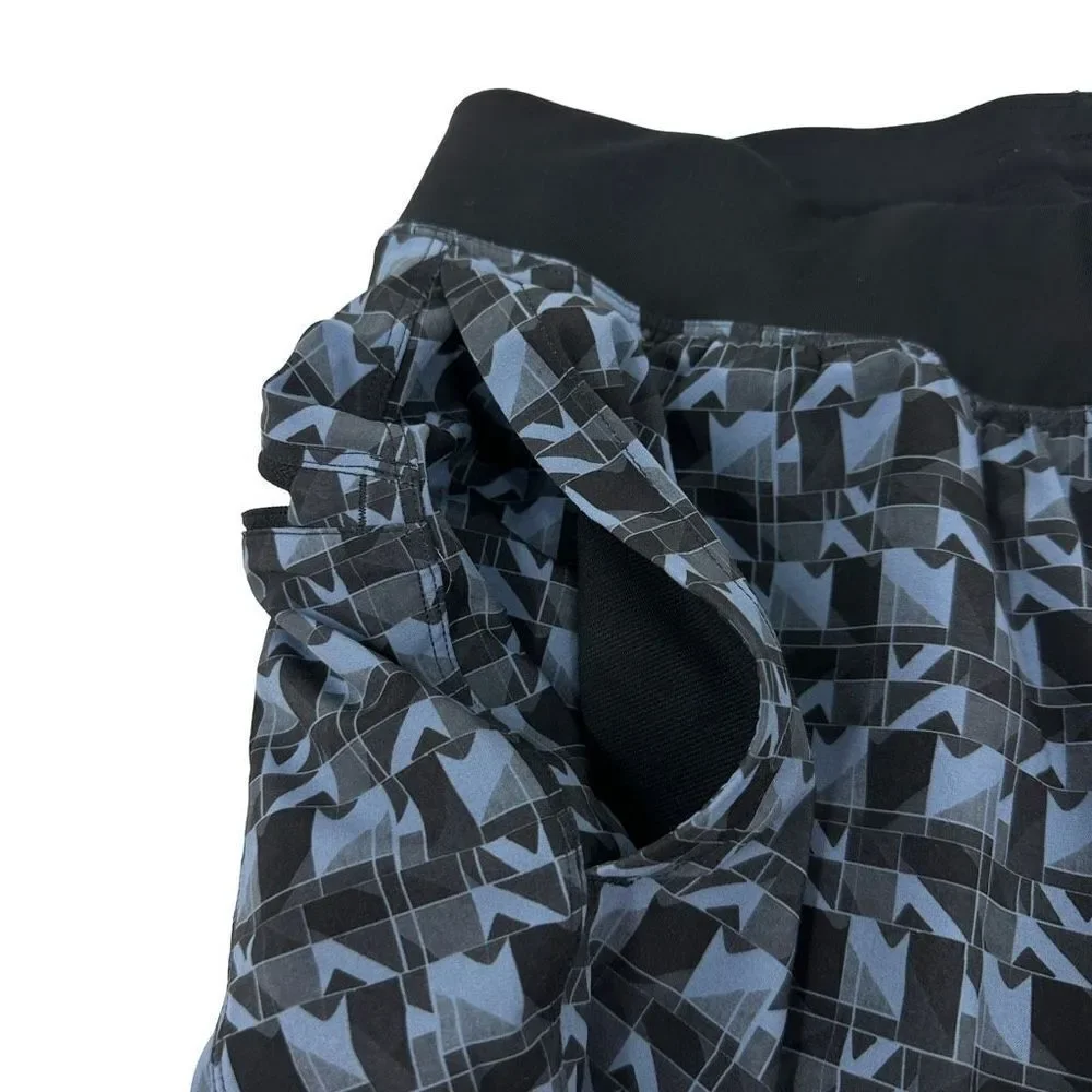 Lululemon Mens T.H.E Shorts Blue Black Multi Geometric Lined M